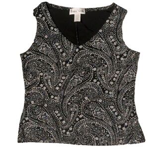 Vintage black tank covered in holographic glitter